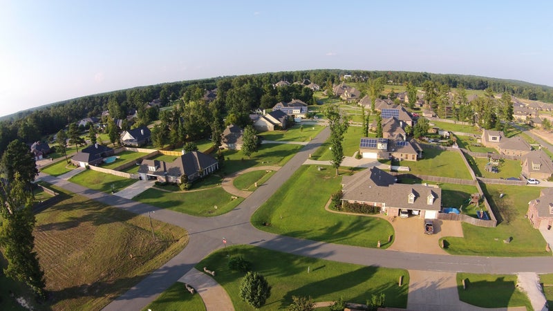 Aerial view of streets in Haughton, Louisiana